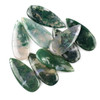 Moss Agate 20x45mm Top Front to Back Drilled Teardrop Pendant - 1 per bag