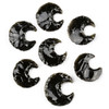Black Obsidian 22x32mm Rough Cut Moon Pendant - 1 per bag