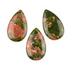 Unakite 27x45mm Top Front Drilled Teardrop Pendant - 1 per bag