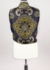 Cashmere Scarf with Metallic Gold & Black Henna Style Pattern - #95