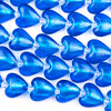 Handmade Lampwork Glass 16mm Bright Blue Heart Beads with a Silver Foil Center - 8 inch strand