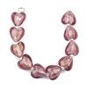 Handmade Lampwork Glass 20mm Light Amethyst Heart Beads with a Silver Foil Center - 8 inch strand