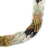 Amazonite, Ocean Jasper, & Moonstone 2mm Faceted Round Beads - 15 inch mixed gemstone strand