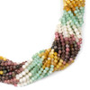 Rhodonite, Yellow Jade, Amazonite, & Moonstone 3mm Faceted Round Beads - 15 inch mixed gemstone strand