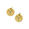 Cherry Tree Beads 18k Gold Plated Stainless Steel 12mm Aries Zodiac Charm with 4mm Open Jump Ring - 2 per bag 