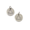 Natural Silver Stainless Steel 12mm Libra Zodiac Charm with 4mm Open Jump Ring - 2 per bag