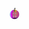 Cherry Tree Beads Purple Rainbow Plated Stainless Steel 12mm Gemini Zodiac Charm with 4mm Open Jump Ring- 1 per bag  Cherry Tree Beads Purple Rainbow Plated Stainless Steel 12mm Gemini Zodiac Charm with 4mm Open Jump Ring- 1 per bag