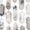 Cherry Tree Beads Black Tourmalinated Quartz Crystal Large Double Terminated Point Specimen - approx. 1-1.5x3-4", 1 piece 