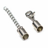 Stainless Steel 5mm Cord Ends with a 7x12mm Lobster Clasp and 1 inch Extender Chain - 2 sets per bag