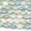 Aquamarine approx. 12x15mm Faceted Egg Beads with an AB finish - 15 inch strand