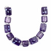 Handmade Lampwork Glass 12mm Purple Square Beads alternating with 12x16mm Purple Rectangle Beads with White Dots