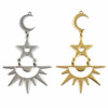 Cherry Tree Beads 304 Stainless Steel 32x53mm Moon, Star, & Sun Components with 5mm Open Jump Rings - 2 per bag 