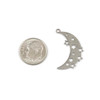 Natural Silver Stainless Steel 17x28mm Crescent Moon with Stars Components - 2 per bag