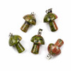 Unakite 16x20mm Mushroom Pendant with Silver Plated Brass Loop and 4x7mm Bail - 1 per bag