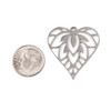 Natural Silver Stainless Steel 29x30mm Heart Shaped Leaf Component - 2 per bag