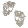 Natural Silver Stainless Steel 29x42mm Large Skull with Rose Component - 2 per bag