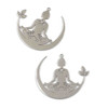 Natural Silver Stainless Steel 38x45mm Meditation & Crescent Moon Components - 2 per bag