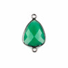 Green Onyx 13x23mm Rounded Triangle Link with a Gun Metal Plated Brass Bezel - 1 per bag