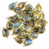 Cherry Tree Beads Labradorite 13x23mm Rounded Triangle Link with a Gold Plated Brass Bezel - 1 per bag 