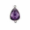 Amethyst Purple Quartz 13x23mm Rounded Triangle Link with a Gun Metal Plated Brass Bezel - 1 per bag