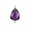 Amethyst Purple Quartz 13x23mm Rounded Triangle Link with a Silver Plated Brass Bezel - 1 per bag