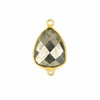 Pyrite 13x23mm Rounded Triangle Link with a Gold Plated Brass Bezel - 1 per bag