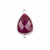 Ruby 13x23mm Rounded Triangle Link with a Silver Plated Brass Bezel - 1 per bag