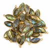 Labradorite 9x19mm Marquis Drop with a Gold Plated Brass Bezel - 1 per bag