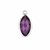 Amethyst Purple Quartz 9x19mm Marquis Drop with a Silver Plated Brass Bezel - 1 per bag