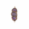 Amethyst & Copper approx. 20x50mm Pendant Link with 3 Rough Pointed Crystals - 1 per bag