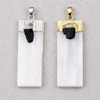 Cherry Tree Beads Natural Selenite & Black Tourmaline approx. 21x50mm Pendant with Cap and Bail - 1 per bag 