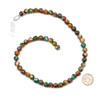 Cherry Tree Beads Dyed Fiesta Rainbow Impression Jasper 8mm Round Beads - color #06 shown next to a coin for size reference on a 15-inch strand.