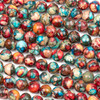 Dyed Turquoise and Red Mix Impression Jasper 8mm Round Beads - color #03, 15 inch strand