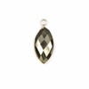 Pyrite 9x19mm Marquis Drop with a Silver Plated Brass Bezel - 1 per bag