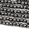 Bone 8x10mm Black Rondelle Beads with Carved White Vertical Lines and Arrows - 8 inch strand