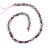 Fuchsia Agate 8mm Faceted Round Beads with Silver Plating - 15 inch strand