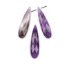Amethyst 10x40mm faceted top-drilled teardrop natural gemstone pendant with a flat back, perfect for elegant jewelry designs.