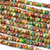 Dyed Fiesta Rainbow Impression Jasper 4x6mm Rondelle Beads - color #06, 15 inch strand