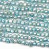 Fresh Water Pearl 4x6mm Tiffany Blue Flat-Sided Potato Beads - 15 inch strand