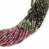 Multicolor Rainbow Tourmaline 2.6mm Faceted Round Beads - 15 inch strand