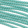 Matte Glass, Sea Glass Style 4mm Opaque Sea Foam Blue Round Beads - 15 inch strand