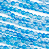 Crackle Glass 6mm Bright Blue Round Beads - color #V7, 30 inch strand