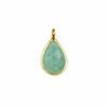 Amazonite tiny teardrop pendant, approx. 8x14mm with faceted cut and gold vermeil bezel, made from natural gemstone and available from Cherry Tree Beads.