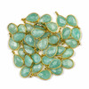 Pile of faceted Amazonite teardrop drops with gold vermeil bezels, each approx. 8x14mm, crafted from natural gemstone and offered by Cherry Tree Beads.
