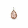 Peach Moonstone approximately 8x14mm faceted tiny teardrop drop with a sterling silver bezel, highlighting the elegant shimmer of a natural gemstone in a single piece.