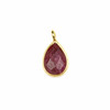 Cherry Tree Beads Ruby approximately 8x14mm Faceted Tiny Teardrop Drop with a Gold Vermeil Bezel - 1 piece 