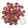 Cherry Tree Beads Ruby approximately 8x14mm Faceted Tiny Teardrop Drop with a Gold Vermeil Bezel - 1 piece 