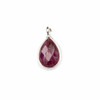 Cherry Tree Beads Ruby approximately 8x14mm Faceted Tiny Teardrop Drop with a Sterling Silver Bezel - 1 piece 