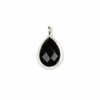 Cherry Tree Beads Onyx approximately 8x14mm Faceted Tiny Teardrop Drop with a Sterling Silver Bezel - 1 piece 