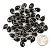 Cherry Tree Beads Onyx approximately 8x14mm Faceted Tiny Teardrop Drop with a Sterling Silver Bezel - 1 piece 